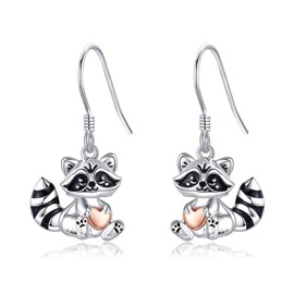 ONEFINITY Raccoon Earrings 925 Sterling Silver Raccoon Earrings Animal Raccoon Jewellery Gifts for Women Girls, Sterling Silver, No Gemstone