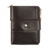 GOIACII Men's Leather Wallet RFID Protection Multifunctional Buckle Zippers Wallet