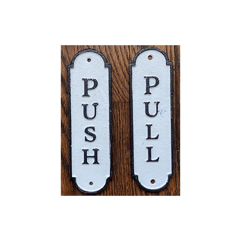 Set Push Pull Door Sign - Push Pull Antique Look