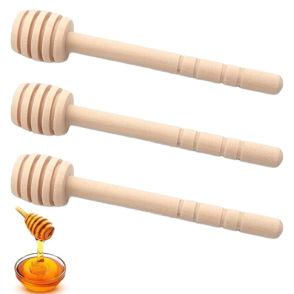 RAMGLYO Set of 3 Wooden Mixing Sticks Honey Spoon for