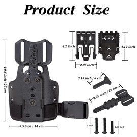 WGLILO Drop Flex Adapter and QLS 19 22 for Quick Lock System Kit with Single Strap Platform Leg Guard for Holsters, Black