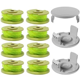 Haibro Weed Eater String Trimmer AC80RL3 Replacement Spool Line 11ft 0.080" for Ryobi One Plus 18v 24v 40v Cordless Trimmers Weed Wacker, Auto-Feed Twist Single Line with AC14HCA Cap Covers(8+3Pack)