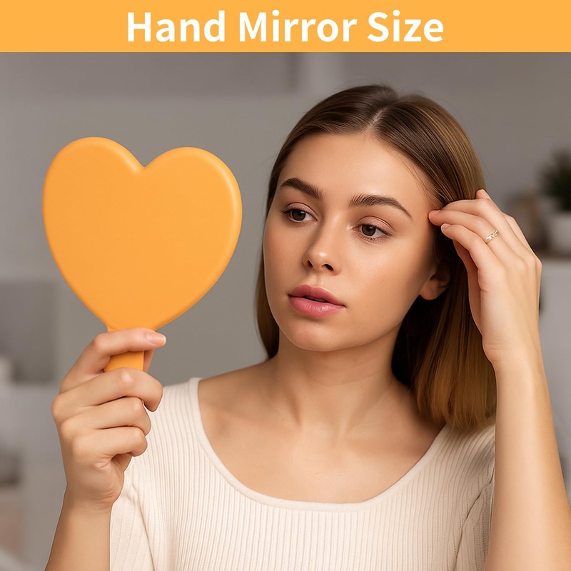 TBWHL Heart-Shaped Travel Handheld Mirror, Cosmetic Hand Mirror with Handle,