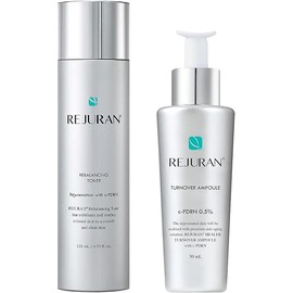 REJURAN® Turnover Ampoule 1.01 fl oz & Rebalancing Toner 4.05 fl oz - c-PDRN® - Anti-Aging Face Serum for Firmness, Radiance - Hydrating Soothing Facial Toner Improve Skin Texture Korean Skin Care