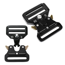 Anprecial 2 Pack Metal Side Release Buckle 1.5 Inch Adjustable Tactical Belt Buckle D-Ring Heavy-Duty Belt Buckle Quick Release Buckle for 1.5in / 38mm Straps Great Buckle Replacement, Black