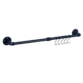 HouseAid 30 Inch Industrial Pipe Towel Bar, Farmhouse Iron Hand Towel Holder, Vintage Style Towel Rod for Bathroom, Wall Mounted, Matte Black (Hook Included)