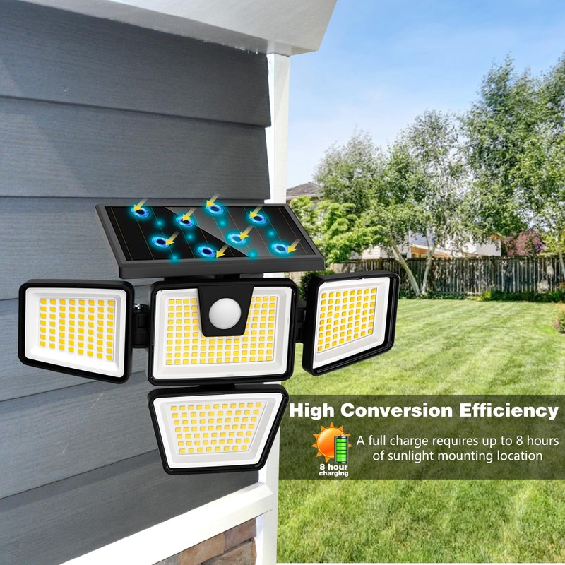 AmeriTop Solar Lights Outdoor, 2 Pack LED High Brightness Cordless