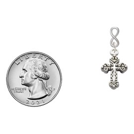 Delight Jewelry Silvertone Antiqued Budded Cross Silvertone Infinity Post Earrings