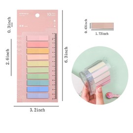 2Pack 400pcs(10 Colors&200pcs/Pack) Sticky Tabs,Index Tabs Flags with Ruler Writable Sticky Note Marker Book Tabs for Reading Notes, Sticky Note Tabs