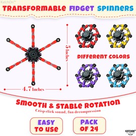 KatchOn, Robot Fidget Spinner - Pack of 24 | Transformable Fidget Spinner, Fidget Spinners for Boys, Girls | Preschool, Kindergarten Graduation Gifts for Kids | Colorful Birthday Party Favors for Kids