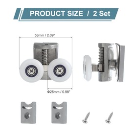 uxcell 25mm Shower Door Rollers, Sliding Shower Doors Wheels 304 Stainless Steel Bottom Wheels with Anti-Collision Block & Screws for Glass Doors 6mm Silver 2 Pcs