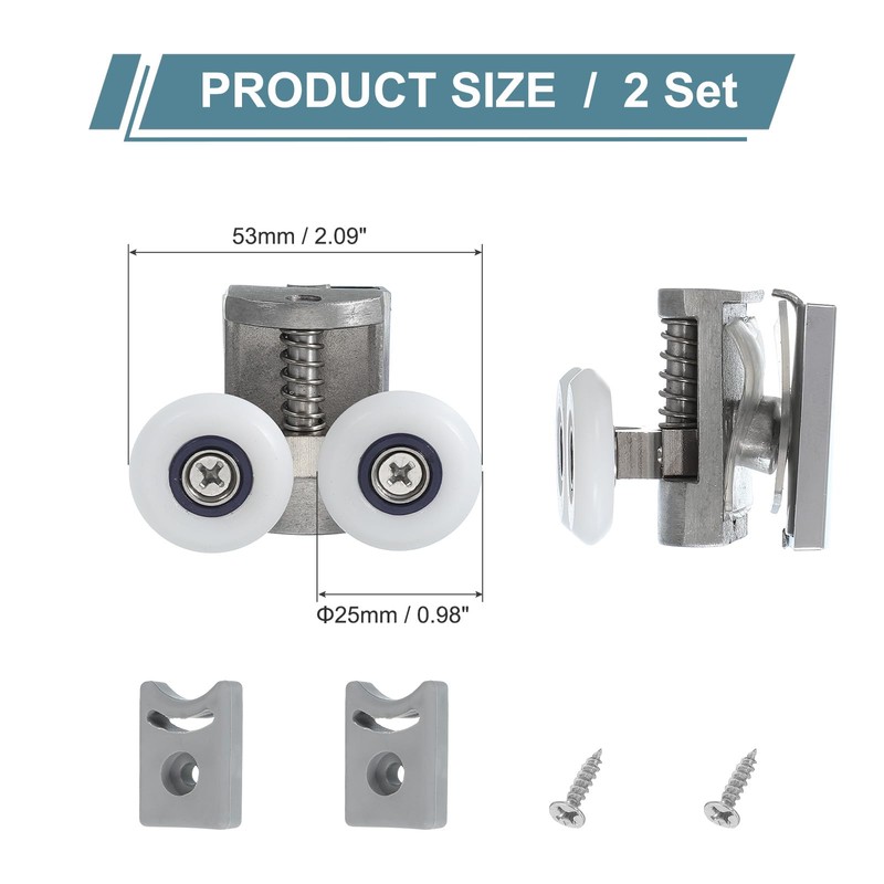 uxcell 25mm Shower Door Rollers, Sliding Shower Doors Wheels 304