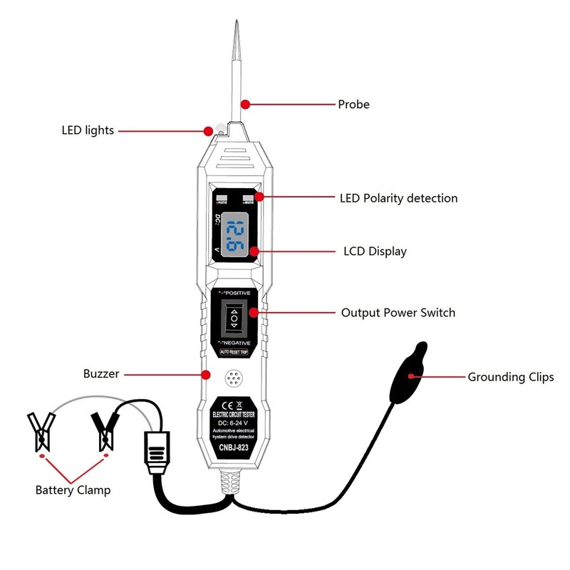FLEXMAN DC 6~24V 8A Circuit Probe Tester, Multifunctional Car Circuit