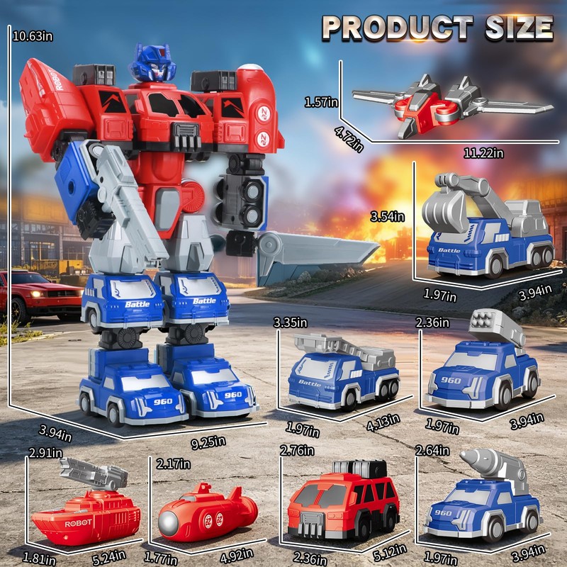 BananMelonBM Magnet Transforming Robot 8-in-1, Robot Toys for Kids 3-5,