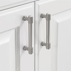 9BUILD 10 Pack Knurled Cabinet Pulls 3.75 Inch Brushed Satin Nickel Kitchen Cabinet Handles Cabinet Hardware Kitchen Handles for Cabinets Nickel Dresser Pulls Drawer Handle