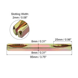 sourcing map Door Knob Spindle, 95mm Long Spare Door Handle Spindle Bar for Vintage Door Straight Spindle Replacement Square Spindle Iron Door Handle Spindle Bar, Golden