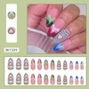 FIEONCIY Press on Nails Almond Shape-Glossy Full Cover Acrylic French