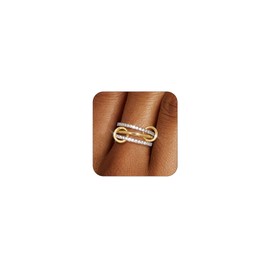 TLY Gold Silver Stackable Rings for Women Non Tarnish 18K Gold Plated Interlocking Ring Stack Set Mixed Metals Statement Rings Dainty Cubic Zirconia CZ Trendy Fashion Chunky Connected Band Thumb Ring Size 4 5 6 7 8 9 10 11 Gold Silver Jewelry Gift for Wo