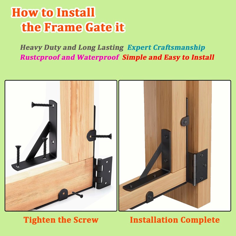 2 Sets Fence Gate Kit Gate Hardware with Gate Latch,