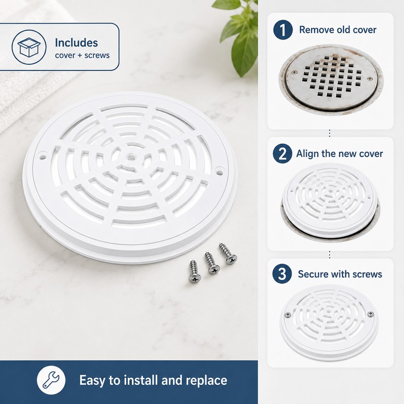 8-Inch Pool Main Drain Cover for In-Ground Pools – ABS
