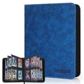 JoyHood Top Loader Binder, Holds 112 Top Loaders, 4 Slot Trading Cards Collection Binder with Sleeves, Top Loader Storage Holder for Sports Card, Sapphire Blue