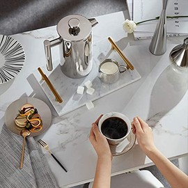Cafetera Prensa Francesa de Acero Inoxidable de Doble Pared, 350ml Cafetera y Tetera Cafetera de Émbolo con 3 Filtros, 1 Cucharas y 1 Cepillo de...   