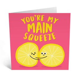 CENTRAL 23 Cute Anniversary Card for Her Him - Main Squeeze - Sweet Pun Card - Funny Valentines Day Card for Husband Wife - Love Cards For Her Girlfriend Boyfriend - Comes with Fun Stickers