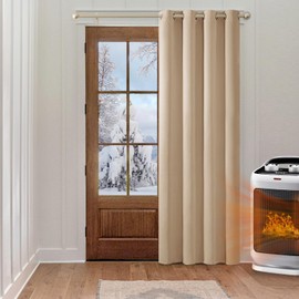 MIULEE Opaque Curtains with Eyelets, Beautiful Soft Blackout Curtains for Darkening Rooms, Curtains for Bedroom, Living Room, Thermal Curtain, Cold Protection, Beige, 140 x 160 cm (1 Piece)