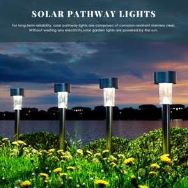 SOLPEX 16 Pack Solar Outdoor Lights Pathway, Stainless Steel Solar Lights Outdoor Waterproof,LED Landscape Lighting Walkway for Landscape/Patio/Lawn/Yard/Driveway-Cold White