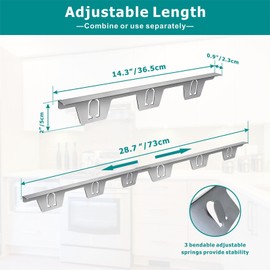 VANROUG 4 pieces stainless steel stove cap covers, kitchen stove counter cap cover, stove counter cap cover, stove gap filler, retractable length 14.3 inches/365 mm to 28.7 inches/730 mm (silver)