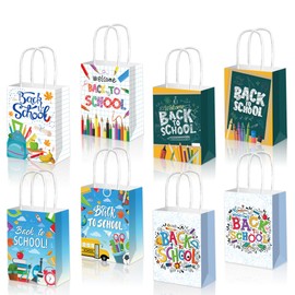 CRAWPROP Back to School Gift Bags Party Favor Decoration Gifts Wrapping Bags for First Day of School Theme Party Supplies(Pack of 12)