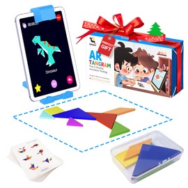 Qxtamo® Innovative AR Tangrams Puzzles Games, 1000+ Animated Sensory Toys, Family Travel Learning Education STEM Toys Birthday Gift Party Favors for Kids Children Boys Girls Teens, Ages 3+ Year Old
