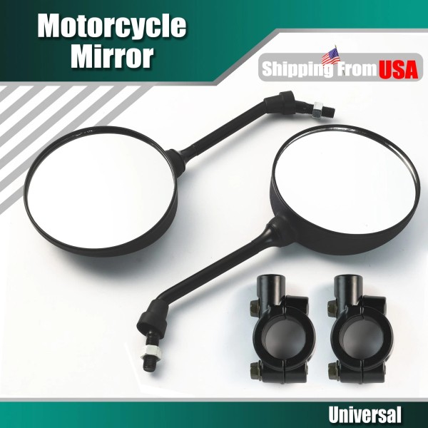 Unbranded 2X Rear View Motorcycle Mirrors With 2 Clamp Universal