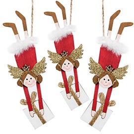 Logbuch-Verlag 3 Angel Pendants Christmas Wooden Pendant Christmas Tree Pendant Wooden Angel for Hanging 18 cm