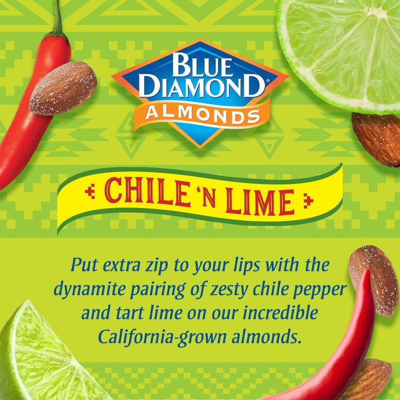 Blue Diamond Almonds, Single Serving Chile N Lime Flavored Snack