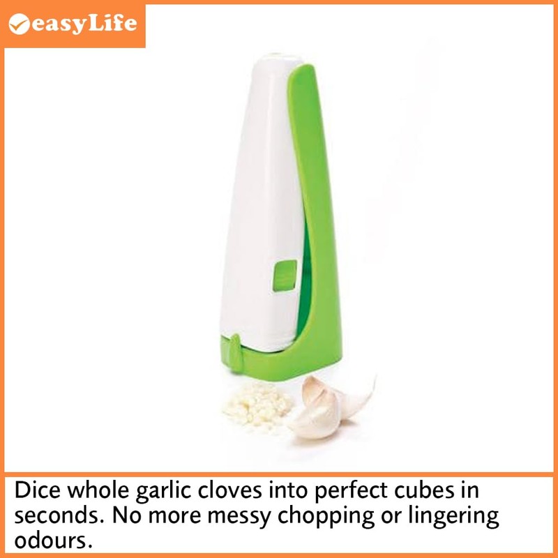 Easylife Hand Garlic Crusher, Stainless Steel Garlic Press with Integrated
