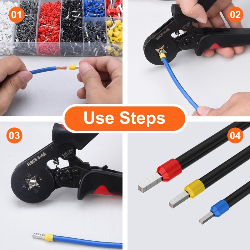 Preciva Ferrule Crimping Tool Kit with 2000PCS Wire Connectors, AWG23-7