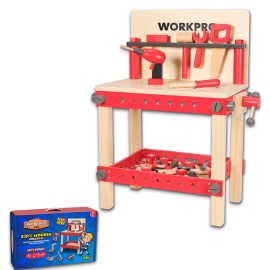 -- WORKPRO 70PC Kids Building Toy Educational Construction Toy Wooden Workbench Kit