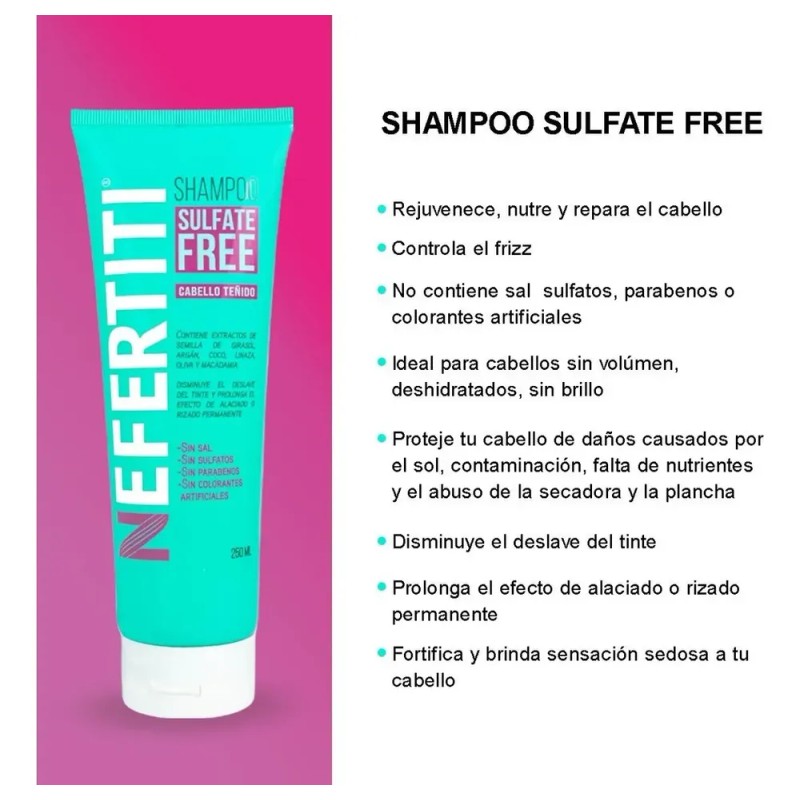 Nefertiti Shampoo Y Mascarilla Sulfate Free Cabello Teñido