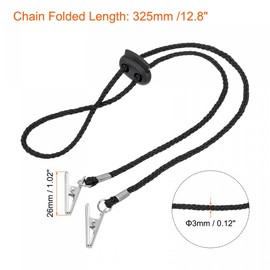 sourcing map Pack of 2 Napkin Chain 12.8 Inch Polyester Neck Bib Holder Chain Sun Hat Strap Cord Lanyard with Adjustable Buckle Clips for Napkin Cap Attachment Black