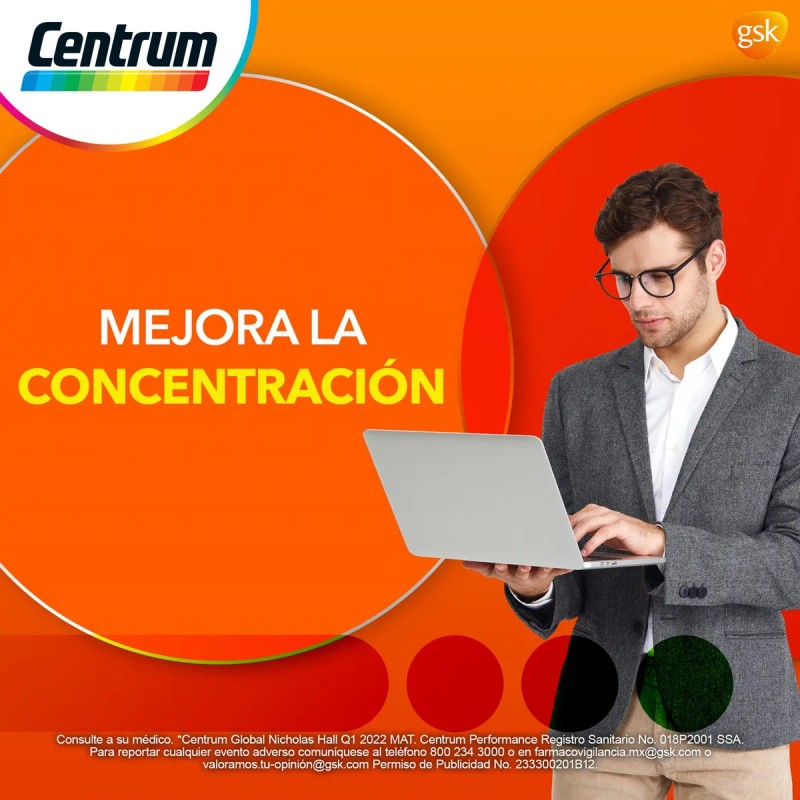 Multivitamínico Centrum Performance Vitaminas Complejo 100 Tabletas Sabor