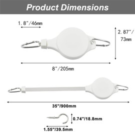 Rierdge 2 Pack Retractable Plant Pulley Adjustable Hanging Basket Hooks for Hanging Plants, White (Buckle Type)