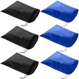 FASYACO 6 Pack Waterproof Nylon Shoe Bags Travel Bags for Men Women, Black+Blue, 15.1"(L)x12.2"(W), Travel Shoe Bag
