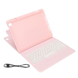 Tablet Case Leather Tablet Protective Cover With Pen Slot Keyboard Cover Data Cable for IOS Tablet 10.2 10.5 InchesPink
