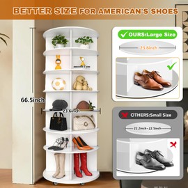 DIYYIDA 7-Tier 360° Rotating Shoe Rack Tower with Lockable Wheels & Elevated Boot Storage - Space-Saving Organizer for Entryway, Closet, Bedroom