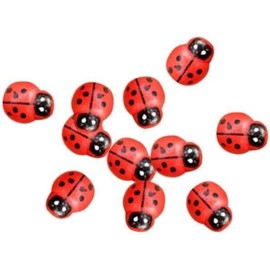 aoukoslt 20PCS Realistic Ladybug Figurines - 1 Inch Resin Garden Decor for Fairy Gardens, DIY Terrariums, Dollhouse Miniatures and Outdoor Landscape Ornaments (Red)