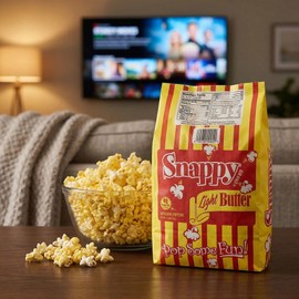 Snappy Light Butter Microwave Popcorn, 3.5 oz Large Bags, 48 Count, Non-GMO, Whole Grain