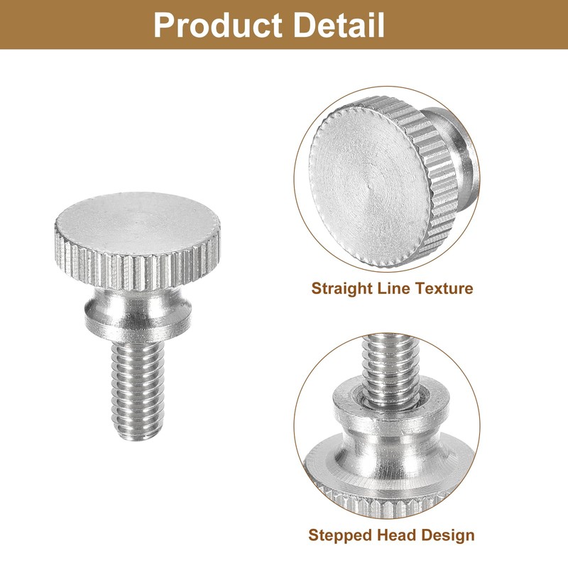sourcing map M4x8mm Knurled Thumb Screws, 5pcs 304 Stainless Steel