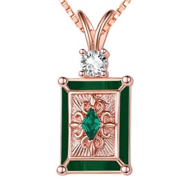 VANAODUC Birthstone Necklaces for Women,Anniversary Birthday Gifts for Girlfriend Grandma Wife Her Mom, 18K White Gold/Rose Gold /14K Gold Necklace Womens Fashion Jewelry Square Pendant