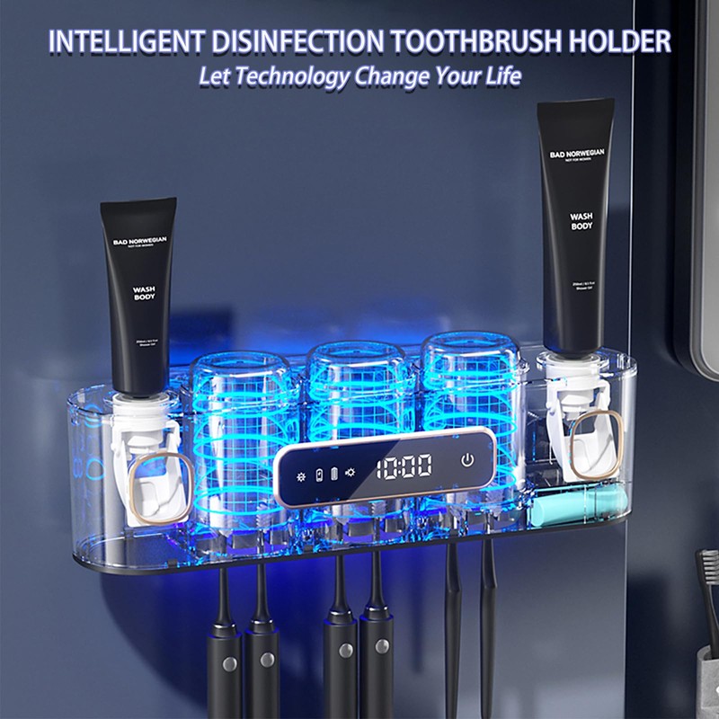 Toothbrush Holders for Bathrooms, Wekity Automatic Toothpaste Dispenser Space Saving